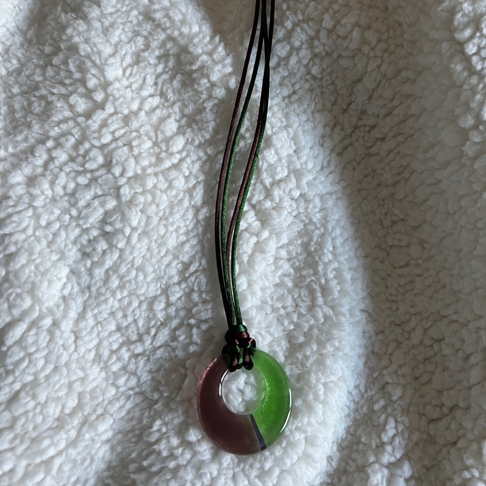 Brown And Green glass pendan necklace
